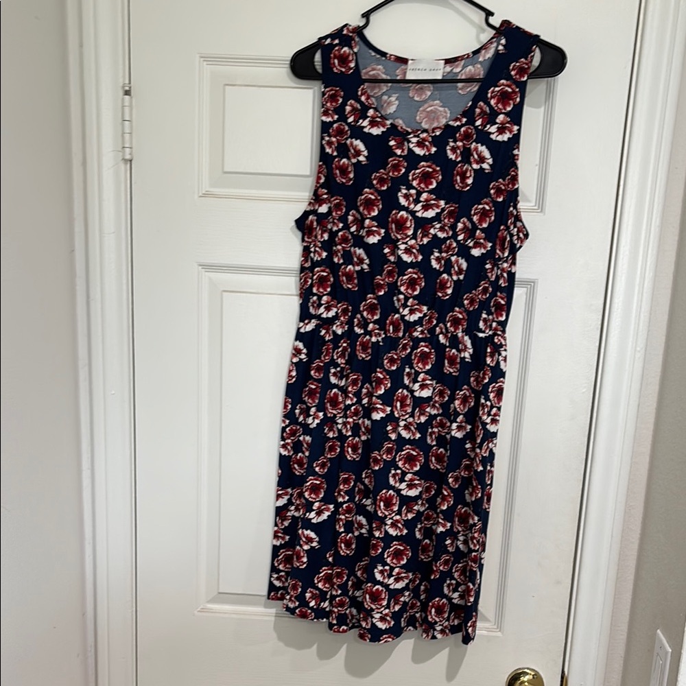 French Grey Blue and Pink Sleeveless Sundress